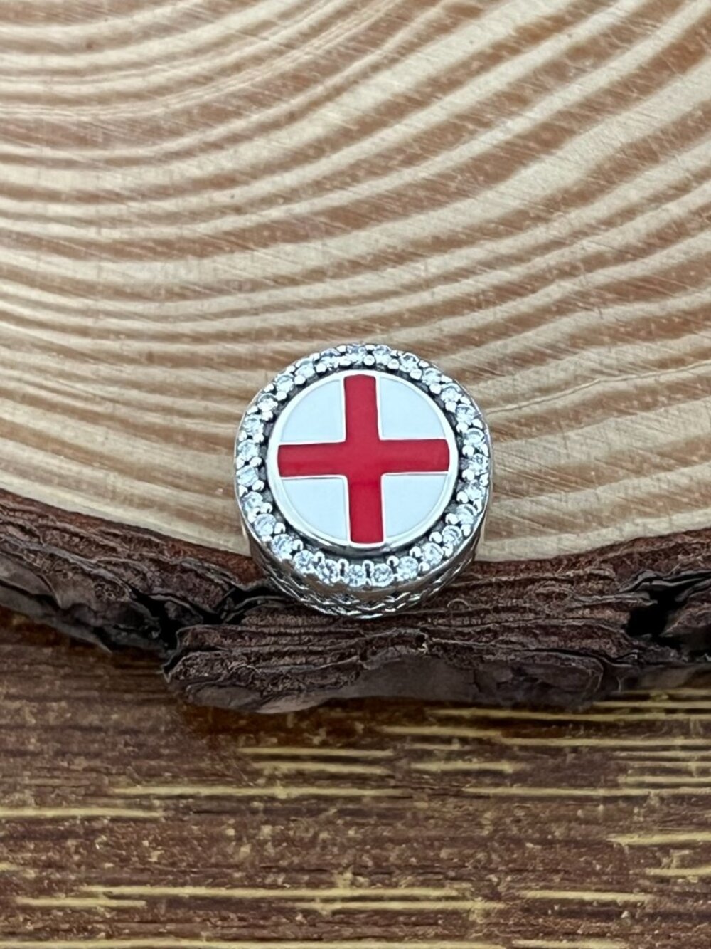 Pandora England St Georges Cross Flag Bead S925 Silver Charm